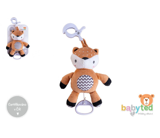 Srneček babyted natahovací hrací strojek plyš 30cm závěs na postýlku/kočárek na kartě v sáčku 0m+
