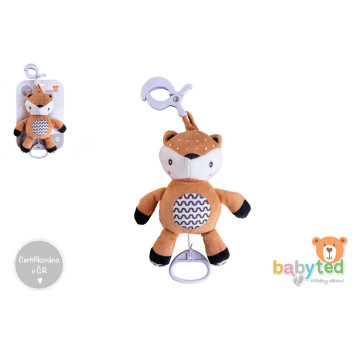 Srneček babyted natahovací hrací strojek plyš 30cm závěs na postýlku/kočárek na kartě v sáčku 0m+