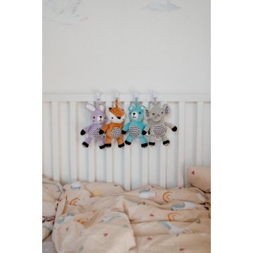 Srneček babyted natahovací hrací strojek plyš 30cm závěs na postýlku/kočárek na kartě v sáčku 0m+