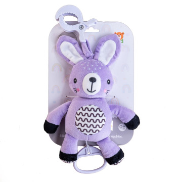 Zajíček babyted natahovací hrací strojek plyš 30cm závěs na postýlku/kočárek na kartě v sáčku 0m+