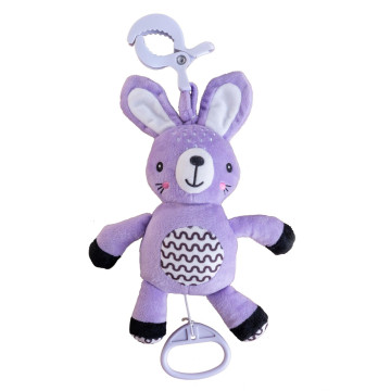 Zajíček babyted natahovací hrací strojek plyš 30cm závěs na postýlku/kočárek na kartě v sáčku 0m+