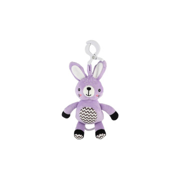 Zajíček babyted natahovací hrací strojek plyš 30cm závěs na postýlku/kočárek na kartě v sáčku 0m+