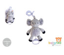 Slon babyted natahovací hrací strojek plyš 30cm závěs na postýlku/kočárek na kartě v sáčku 0m+