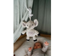 Slon babyted natahovací hrací strojek plyš 30cm závěs na postýlku/kočárek na kartě v sáčku 0m+