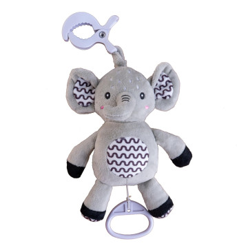 Slon babyted natahovací hrací strojek plyš 30cm závěs na postýlku/kočárek na kartě v sáčku 0m+