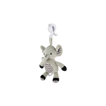 Slon babyted natahovací hrací strojek plyš 30cm závěs na postýlku/kočárek na kartě v sáčku 0m+