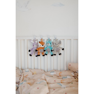 Slon babyted natahovací hrací strojek plyš 30cm závěs na postýlku/kočárek na kartě v sáčku 0m+