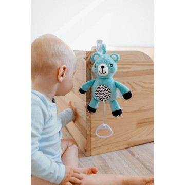 Medvídek babyted natahovací hrací strojek plyš 30cm závěs na postýlku/kočárek na kartě v sáčku 0m+