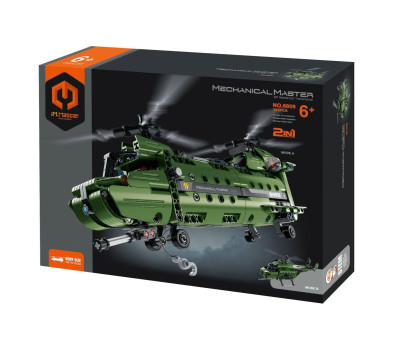 Stavebnice iM.MASTER 2v1 vrtulník s mechanickým pohonem plast 393 dílků v krabici 31x23x7cm