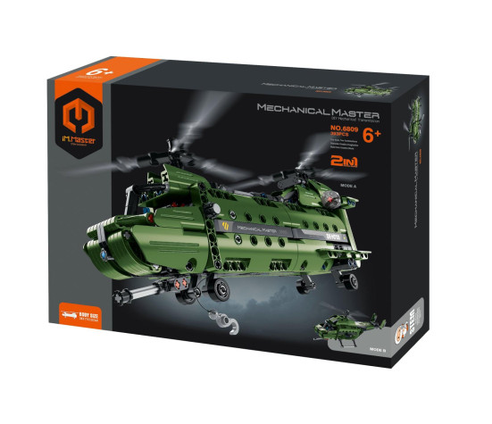 Stavebnice iM.MASTER 2v1 vrtulník s mechanickým pohonem plast 393 dílků v krabici 31x23x7cm
