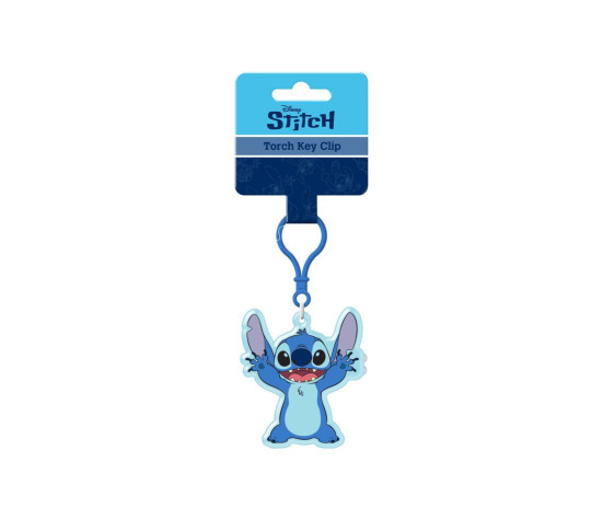 Přívěsek na klíče/Klíčenka Lilo a Stitch plast 11cm na baterie se světlem na kartě