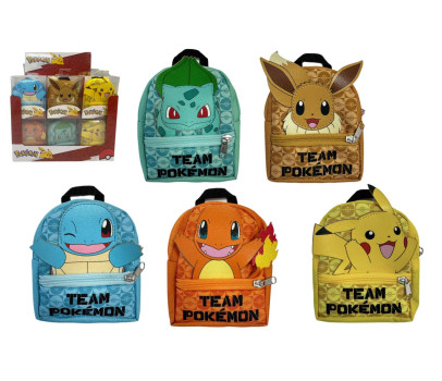 Mini batoh/batůžek Pokémon látka 9x11cm 5 barev v plastové krabičce 24ks v boxu