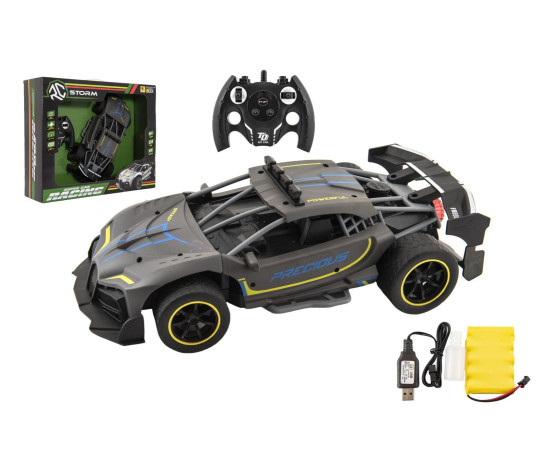 Auto RC Sport antracit vypouštějící páru 33cm plast 2,4GHz na bat.+dobíjecí pack v krabici 43x36x13
