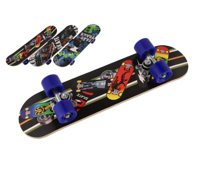 Skateboard drevěný 60cm 3 barvy ve fólii