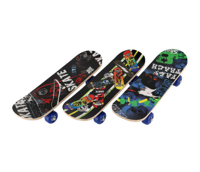 Skateboard drevěný 43cm 3 barvy ve fólii