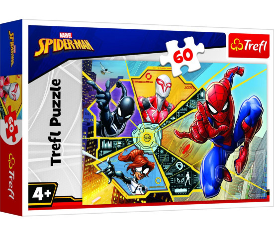 Puzzle Spiderman - Na pavučině 33x22cm 60 dílků v krabici 21x14x4cm