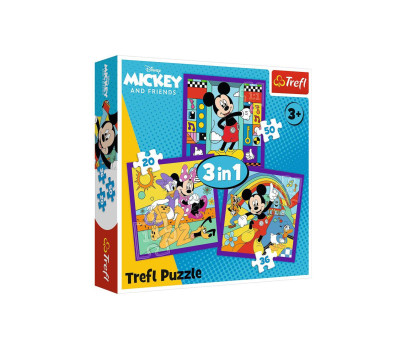 Puzzle 3v1 Mickey a jeho veselá parta 20x19,5cm v krabici 28x28x6cm