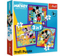 Puzzle 3v1 Mickey a jeho veselá parta 20x19,5cm v krabici 28x28x6cm