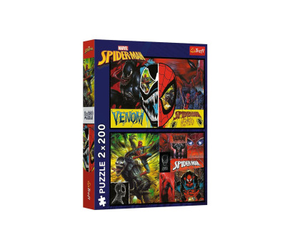 Puzzle 2v1 Spider-Man ve dne v noci 2x200 dílků 41x27,5cm v krabici 26x34x4,5cm