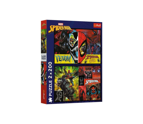 Puzzle 2v1 Spider-Man ve dne v noci 2x200 dílků 41x27,5cm v krabici 26x34x4,5cm