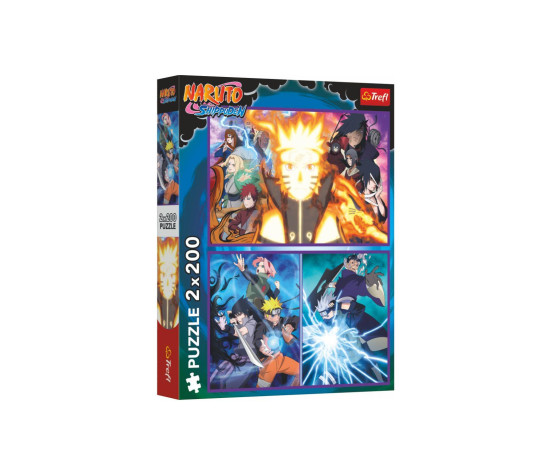 Puzzle 2v1 Nindža z vesnice Hidden Leaf/Naruto 2x200 dílků 41x27,5cm v krabici 26x34x4,5cm