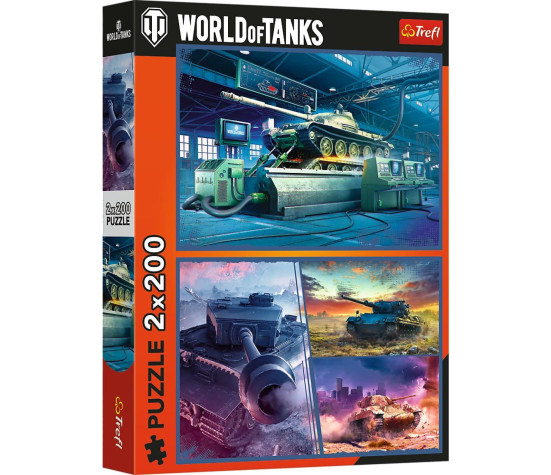 Puzzle 2v1 World of tanks 2x200 dílků 41x27,5cm v krabici 26x34x4,5cm