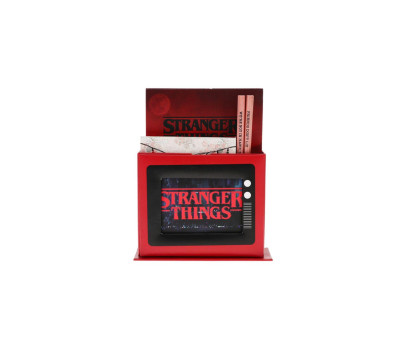 Psací set Stranger Things - stojánek, blok 2ks, tužka 2ks v papírovém pouzdru 15x18,5x6cm