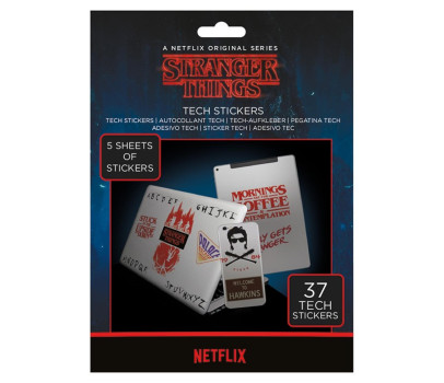Samolepky 37ks Stranger Things v papírové obálce 17,5x35cm 20ks v boxu