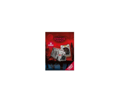 Samolepky technické 39ks Stranger Things 4 v papírové obálce 17,5x35cm 20ks v boxu