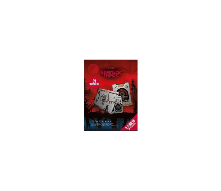 Samolepky technické 39ks Stranger Things 4 v papírové obálce 17,5x35cm 20ks v boxu