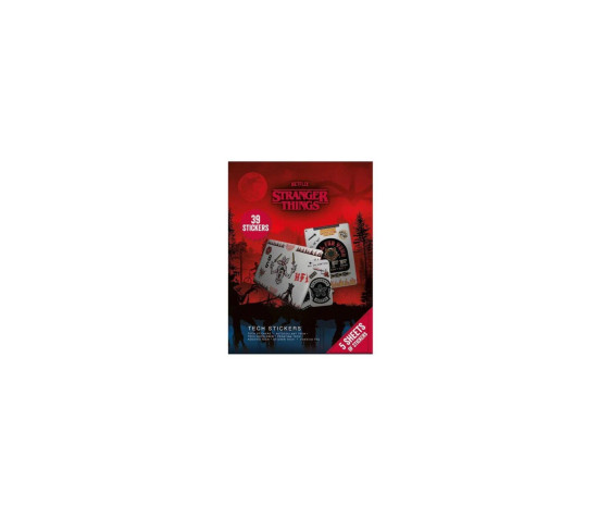 Samolepky technické 39ks Stranger Things 4 v papírové obálce 17,5x35cm 20ks v boxu