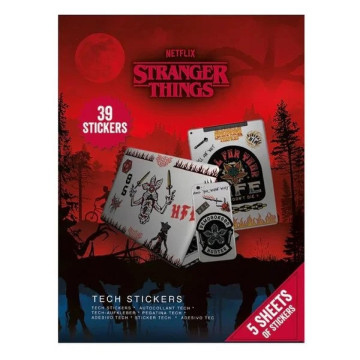 Samolepky technické 39ks Stranger Things 4 v papírové obálce 17,5x35cm 20ks v boxu