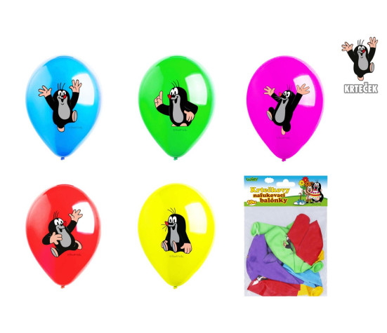 Balonek/Balonky nafukovací Krtek 12" průměr 30 cm 5ks v sáčku 13,5x18cm karneval