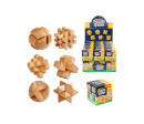 Hlavolam 3D puzzle dřevo mix druhů v krabičce 5x5cm 24ks v boxu