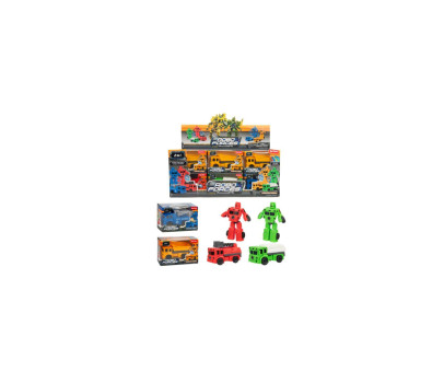 Transformer auto/robot mini plast 9cm 4 barvy v krabičce 11x7cm 24ks v boxu
