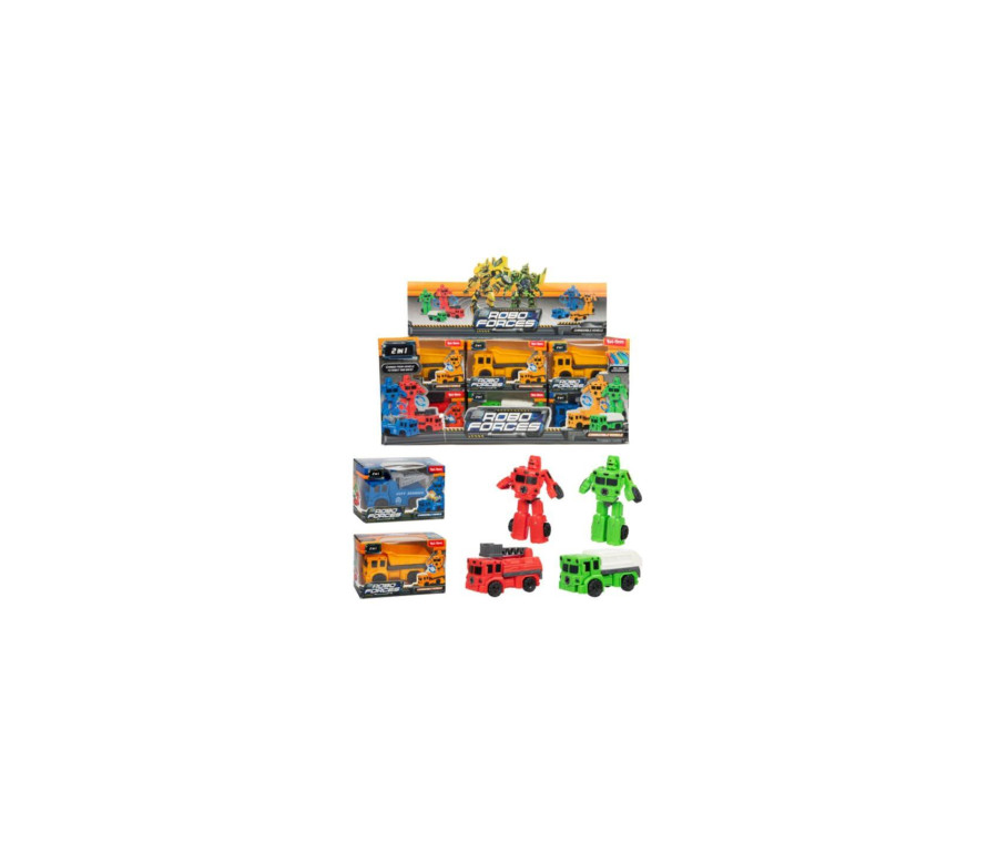 Transformer auto/robot mini plast 9cm 4 barvy v krabičce 11x7cm 24ks v boxu