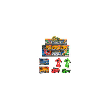 Transformer auto/robot mini plast 9cm 4 barvy v krabičce 11x7cm 24ks v boxu