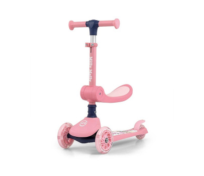 Tříkolová balanční koloběžka-scooter se sedátkem FUZZY Milly Mally pink, Růžová
