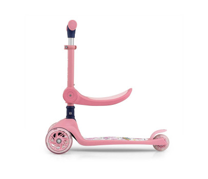 Tříkolová balanční koloběžka-scooter se sedátkem FUZZY Milly Mally pink, Růžová
