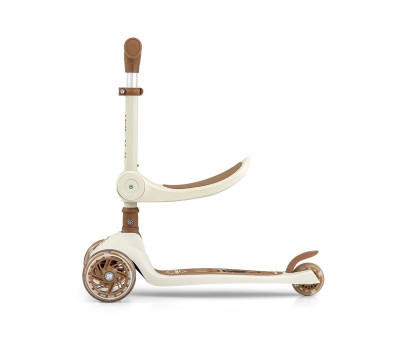 Tříkolová balanční koloběžka-scooter se sedátkem FUZZY Milly Mally classic, Hnědá