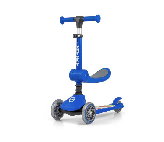 Tříkolová balanční koloběžka-scooter se sedátkem FUZZY Milly Mally blue, Modrá