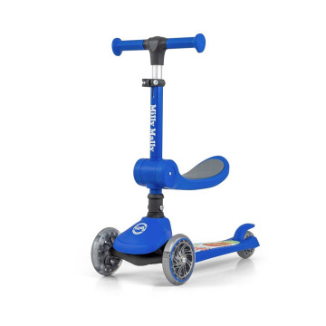 Tříkolová balanční koloběžka-scooter se sedátkem FUZZY Milly Mally blue, Modrá