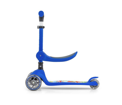 Tříkolová balanční koloběžka-scooter se sedátkem FUZZY Milly Mally blue, Modrá