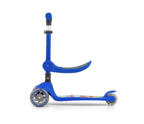 Tříkolová balanční koloběžka-scooter se sedátkem FUZZY Milly Mally blue, Modrá