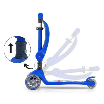 Tříkolová balanční koloběžka-scooter se sedátkem FUZZY Milly Mally blue, Modrá