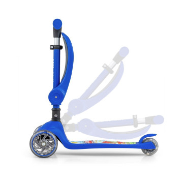 Tříkolová balanční koloběžka-scooter se sedátkem FUZZY Milly Mally blue, Modrá