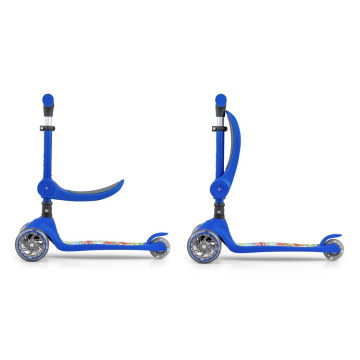 Tříkolová balanční koloběžka-scooter se sedátkem FUZZY Milly Mally blue, Modrá