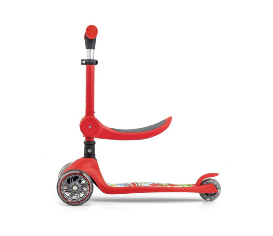 Tříkolová balanční koloběžka-scooter se sedátkem FUZZY Milly Mally red, Červená