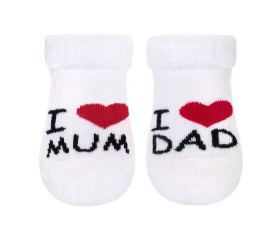 Kojenecké froté ponožky New Baby bílé I Love Mum and Dad, Bílá 56 (0-3m)
