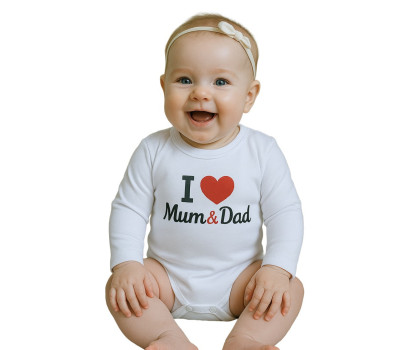 Body s potiskem New Baby I Love Mum and Dad, Červená 86 (12-18m)